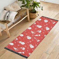 Yayeee Runner Rug for Bedroom 2'x6' Machine Washable Hallway Non Slip Mat, Red Snowman