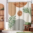 thumbnail image 5 of 72" x 72" Boho Mid Century Leaf Shower Curtain,Arch Sun Design,Minimalistic Leaves Pattern,Waterproof and Luxurious Chocolate Fabric-12 Hooks,Sage Green, 5 of 6