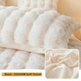 thumbnail image 5 of LIFEREVO 2 Pack Fluffy Faux Rabbit Fur Throw Pillow Covers, Luxury Plush Shaggy 18x18 Bubble Waffle Cushion Covers Zipper, Decorative Furry Fuzzy Ivory Pillow Shams Bedroom Living Room, Beige, 5 of 7