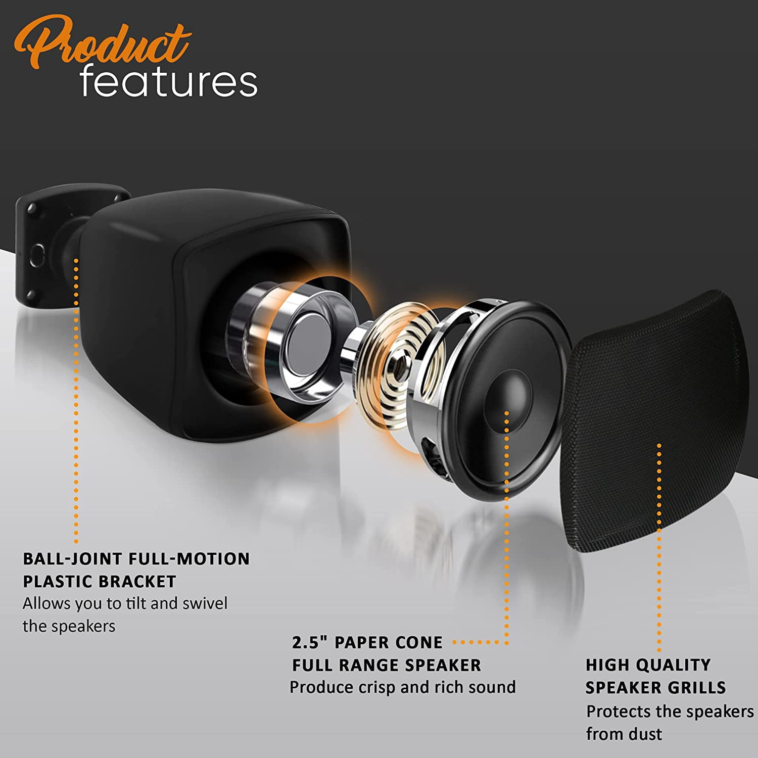 3'' Surface-Mount Satellite Speaker for Subwoofer - Satellite