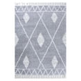 thumbnail image 3 of Diamond Lattice Plush Polypropylene Indoor Shag Area Rug with Fringe - 5' x 7’, Cream/Grey, 3 of 10