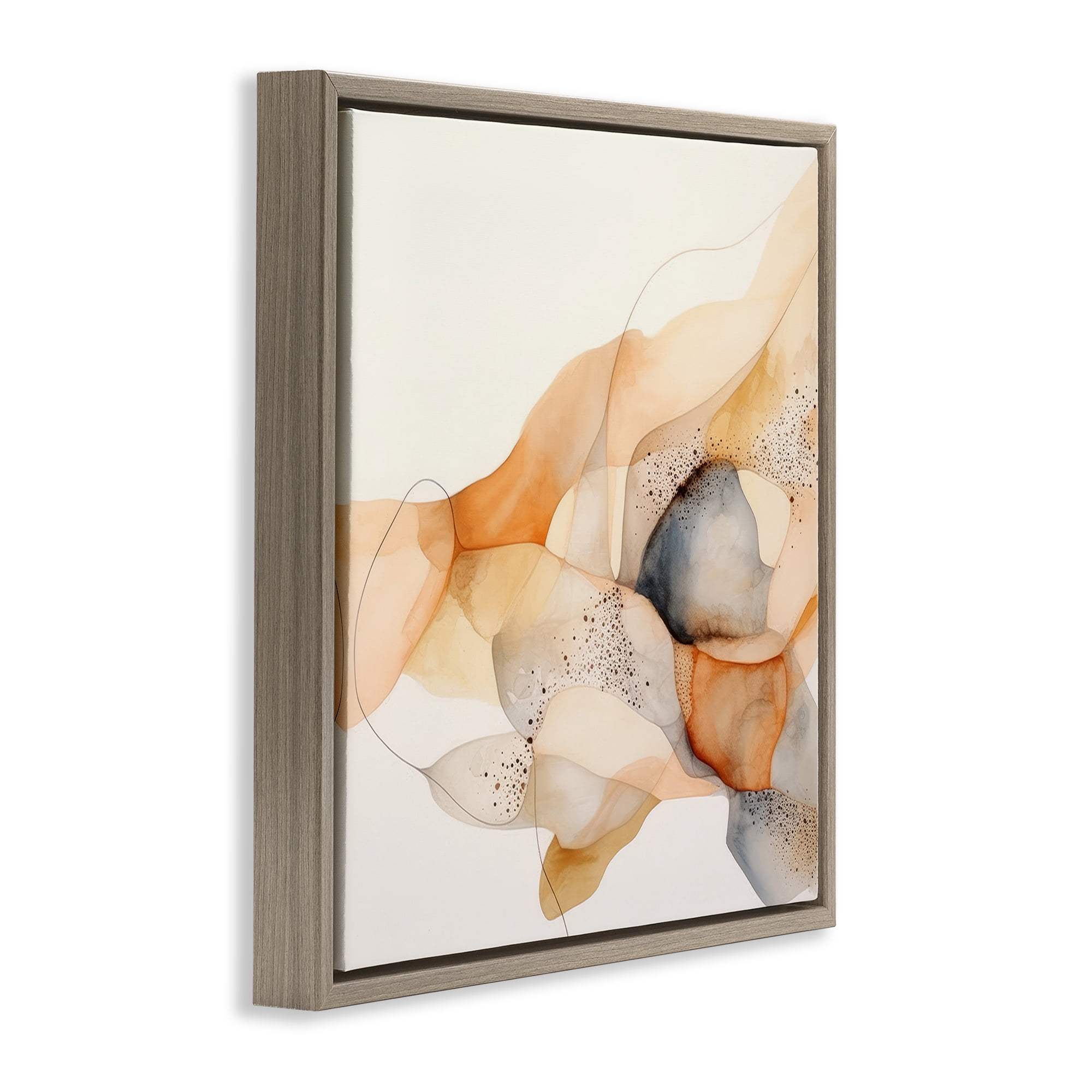 Stupell Industries Cascading Fluid Abstract Abstract Painting Brown Floater Framed Canvas Art Print Wall Art, 18 x 18