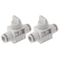 thumbnail image 1 of Conectores de aire Push to Connect 5/16" Válvula de mano de aire Conector de plástico 2 Pcs Blanco tono plateado, 1 of 7