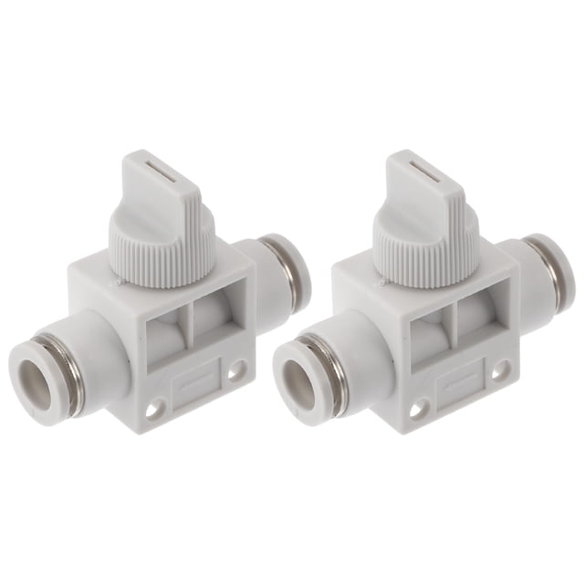 Conectores de aire Push to Connect 5/16" Válvula de mano de aire Conector de plástico 2 Pcs Blanco tono plateado