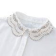 thumbnail image 3 of Women's Detachable Round False Collar, Openwork Design with Pearl Bead Embellishment, Inner Layering Piece for a Subtle and Stylish Neckline Detail-White, 3 of 3
