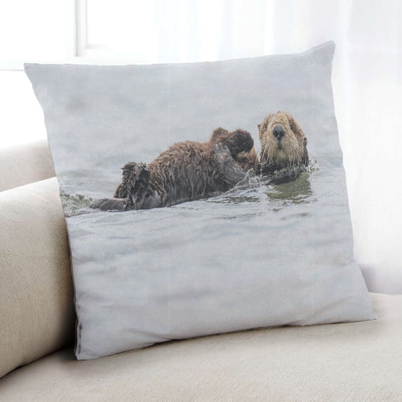 Ahgly Company Animals Otter Indoor Throw Pillow, 18 inch by 18 inch