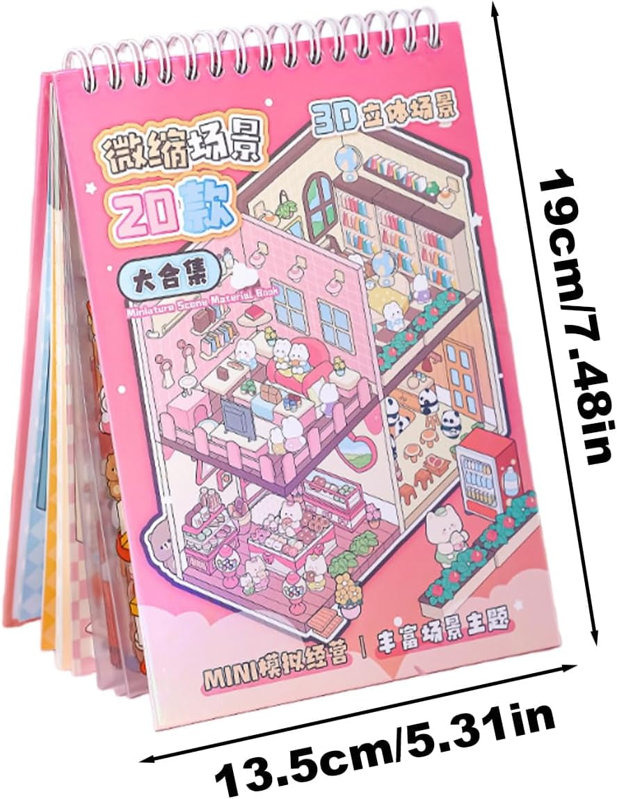 Miniature Stickers for Crafts,Scrapbook House Scene Aesthetic Scrapbooking Paper Crafts Supplies Handbook Junk Diary Daily Planner