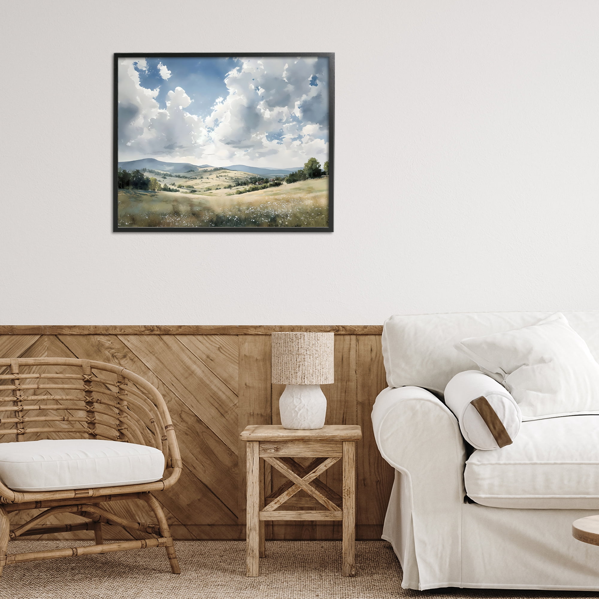 Stupell Industries Cloudy Hills Meadow Black Framed Giclee Art, design by Franklyn Gregory