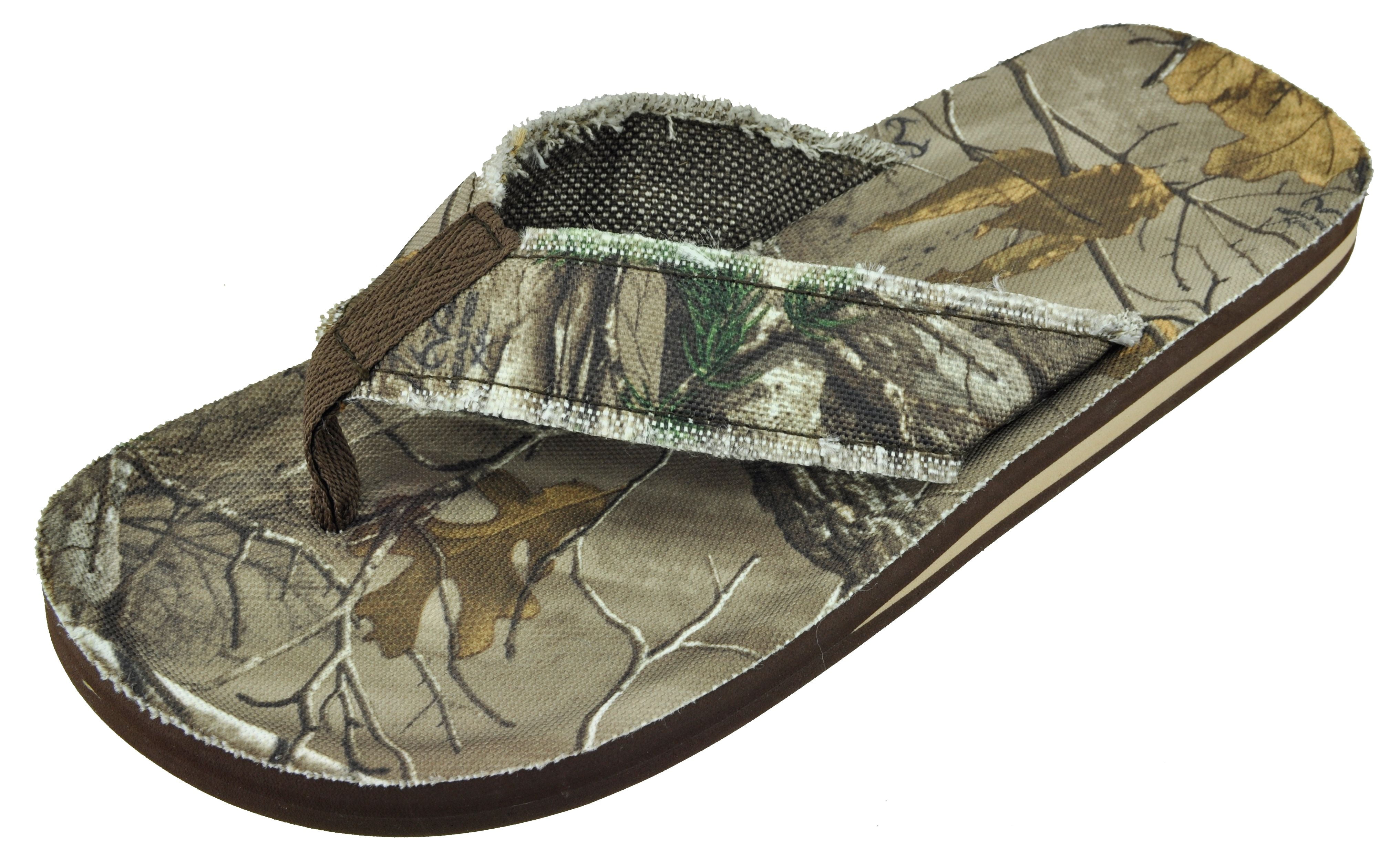 NEW Boys Camo Flip Flops Shoes Medium 13-1 Green Camouflage Frayed Sandals