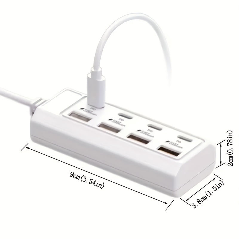 8-Port 60W Quick Charge Hub | PD 3.0 + QC3.0 USB Charging Station for Outdoor Use | Compatible with Iphone/Android/Ipad/Laptop/Portable Power Supply (ABS, No Battery Included)