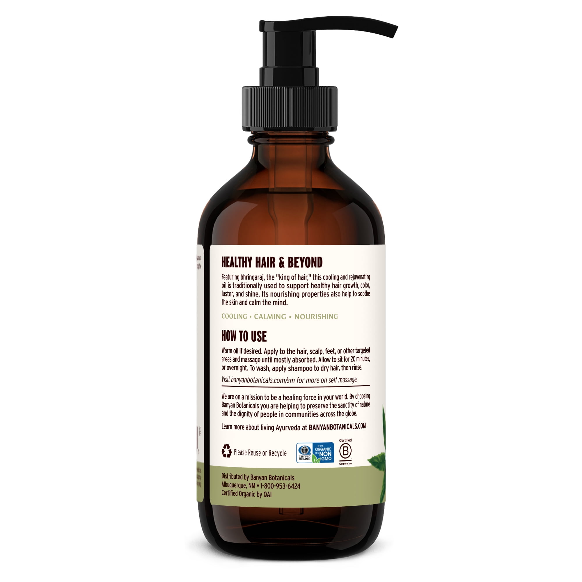 Banyan Botanicals Organic Bhringaraj Oil – Supports Healthy Hair Growth – Oil Made with Traditional Methods – 8 oz. – Non-GMO Sustainably Sourced Ayurvedic Hair Oil