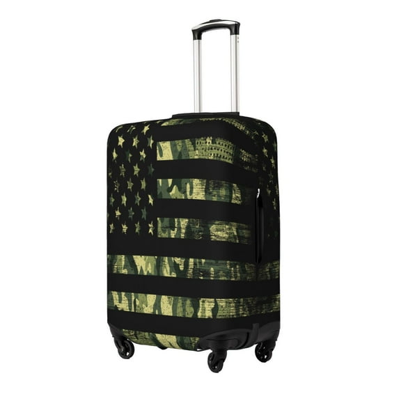 Fuzoiu American Flag Camo Print Suitcase Cover,Washable Luggage Covers for Suitcase,Elastic Luggage Protector Cover,Scratch Resistant Travel Suitcase Covers-Small