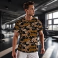 thumbnail image 3 of Wukai Leopard Print Print Men's Short-Sleeved Mesh T-Shirt,Quick-Dry Short Sleeve Workout T-Shirt-3X-Large, 3 of 8
