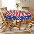 thumbnail image 6 of Sm:)e 4th of July Tablecloth 70 Inch Round, Patriotic Independence Memorial Day American Flag Table Cover, 6 of 7