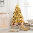 thumbnail image 4 of Patiojoy 6 FT Artificial Tinsel Christmas Tree Hinged Decoration Tree Champagne Gold, 4 of 10