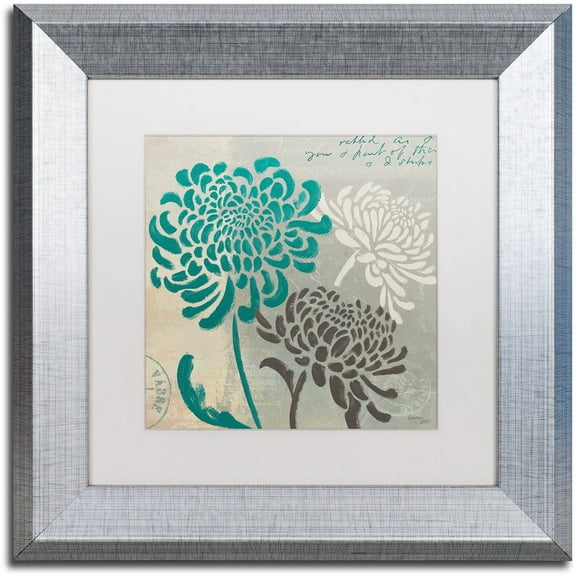 Trademark Fine Art "Chrysanthemums I" Canvas Art by Wellington Studio White Matte, Silver Frame