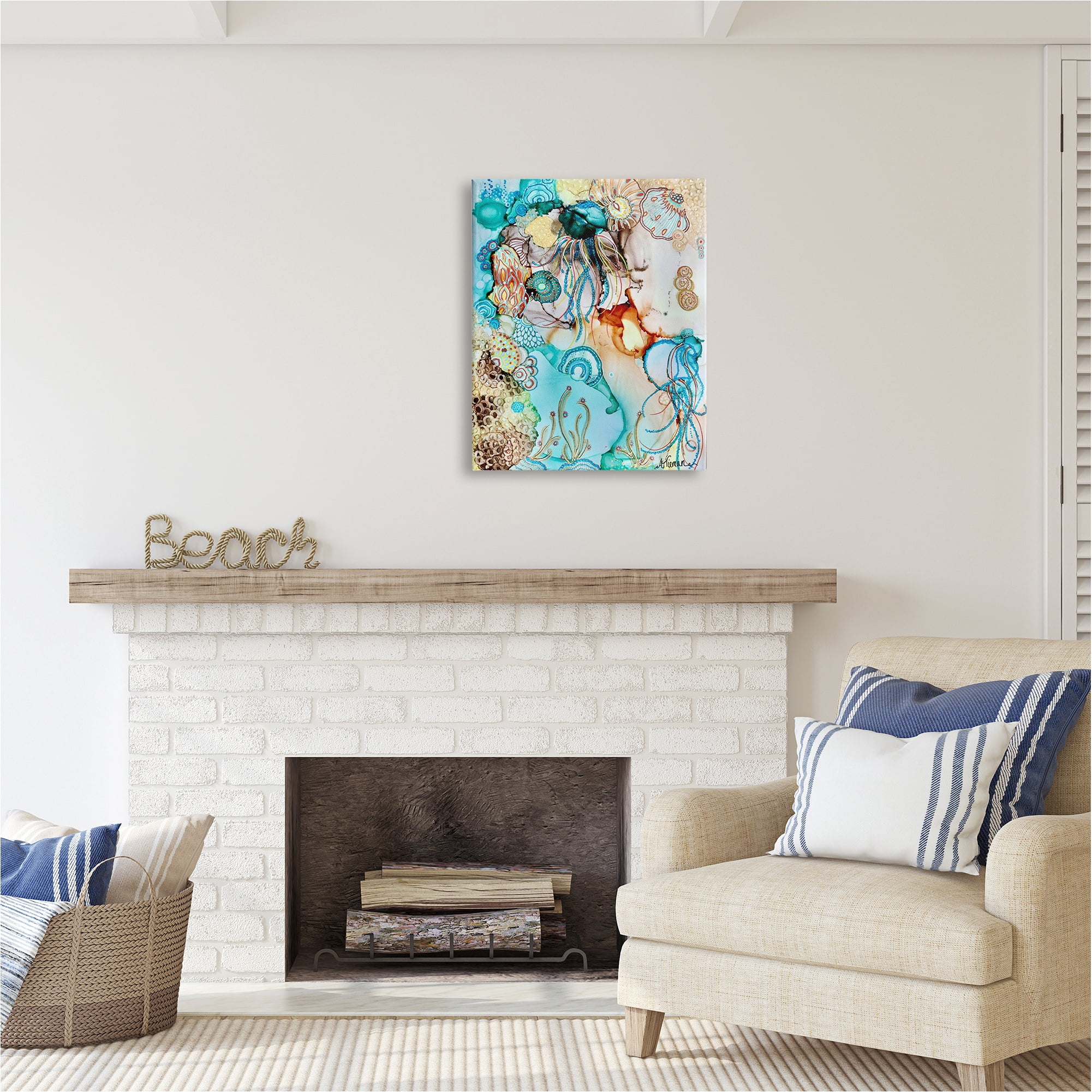 Stupell Industries Abstract Nautical Pattern Abstract Painting Gallery Wrapped Canvas Art Print Wall Art, 24 x 30