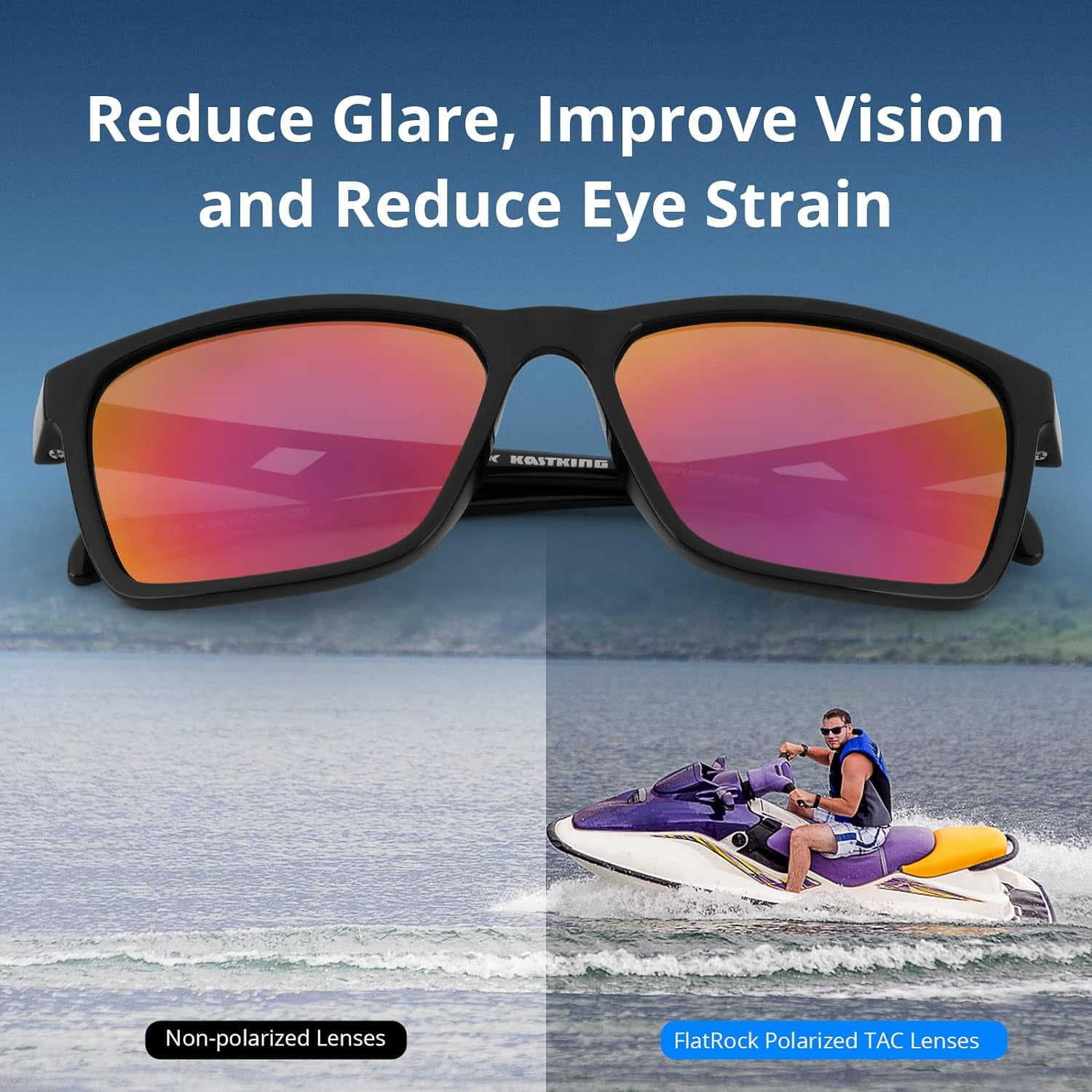KastKing Polarized Sport Sunglasses Ideal for Driving Fishing Cycling Running, UV Protection- FlatRock
