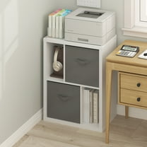 Furinno Viola Standing Storage Shelf with Two Storage Bins, White/Light Grey