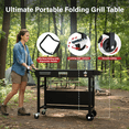 thumbnail image 3 of Zimtown Grill Table Movable Grill Cart,Food Prep Trolley with Wheels,Foldable Legs, 3 of 8
