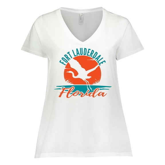 Inktastic Fort Lauderdale Florida Vacation Trip Women's Plus Size V-Neck T-Shirt