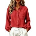 thumbnail image 3 of GigrtiJin Cotton Button Down Shirts for Womens Long Sleeve Collared Loose Blouses Dressy Casual Work Button up Shirts with Pockets, 3 of 7