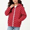 thumbnail image 5 of Maqroz Girls Polka Dots Jackets Cute Print Hoodie Jacket Long Sleeve Zip Up Casual Fall Winter Trendy Outerwear with Pockets Red,5-6 Years, 5 of 7