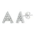thumbnail image 3 of Natalia Drake Initial 1/10 Cttw Diamond Stud Earrings for Men or Women in Rhodium Plated Sterling Silver Letter A (Color H-I / Clarity I1-I2), 3 of 4