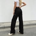thumbnail image 6 of Ecqkame Women's Cargo Pants Elastic Waist Multi Pocket Loose Straight Leg Pant Outdoor Hiking Workout Casual Comfortable Trousers Black XXL, 6 of 7