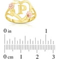 thumbnail image 2 of Floreo 10k Yellow Gold A-Z Letter Initial Ring with Heart and Rose Gold Flower Design, Sizes 4-9, 2 of 4