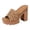 Brown, variant on Platform Heels for Women Lug Sole Open Toe Slip on Sandals Flower Embroidery Band Chunky Heeled Backless Pumps Shoes White Size 9