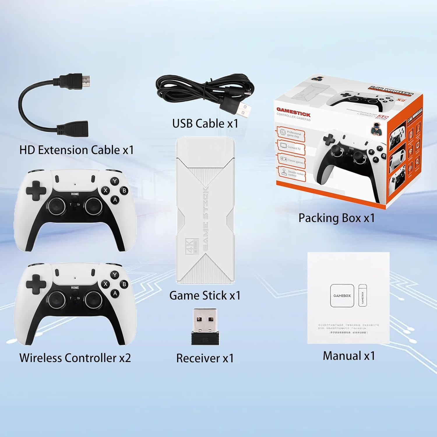 2025 New Generation 4k HD HDMI Plug & Play Tv Video Retro Gaming Stick, Built In 75,000+ Games With 18 Emulators, Support 23 Languages, for All TVs (64GB)