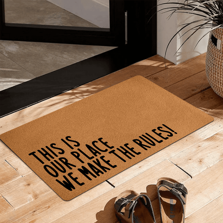 His Garage Rules Personalized Doormat