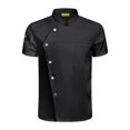 thumbnail image 1 of Chaqueta de chef de manga corta con botones a presión para hombre y mujer, ropa de verano para servicio de alimentos 2XL Talla Gris, 1 of 9