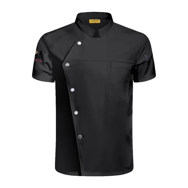 Chaqueta de chef de manga corta con botones a presión para hombre y mujer, ropa de verano para servicio de alimentos 2XL Talla Gris