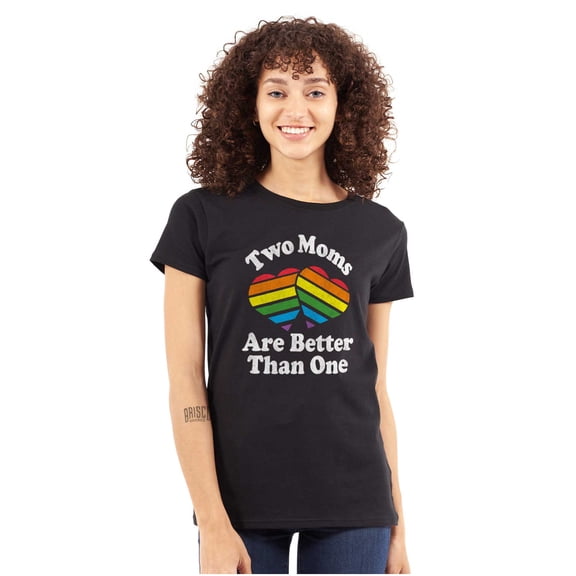 Two Moms are Better than One LGBTQ Womens Fitted Plus Size Graphic Tee Brisco Brands 2X