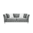 thumbnail image 2 of 86 Inch Chesterfield Sofa, 3-Seater Velvet Couch with Removable Cushions and Pillows, Tufted Upholstered Lounge Sofa with Acrylic Feet for Living Room, Office, Bedroom, Apartment, Gray, 2 of 9