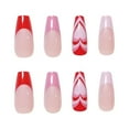 thumbnail image 2 of Apuakthei Uñas postizas de acrílico para el día de San Valentín, diseño exquisito de corazón rojo francés, decoración de uñas para mujeres y niñas, 24 piezas, 2 of 4