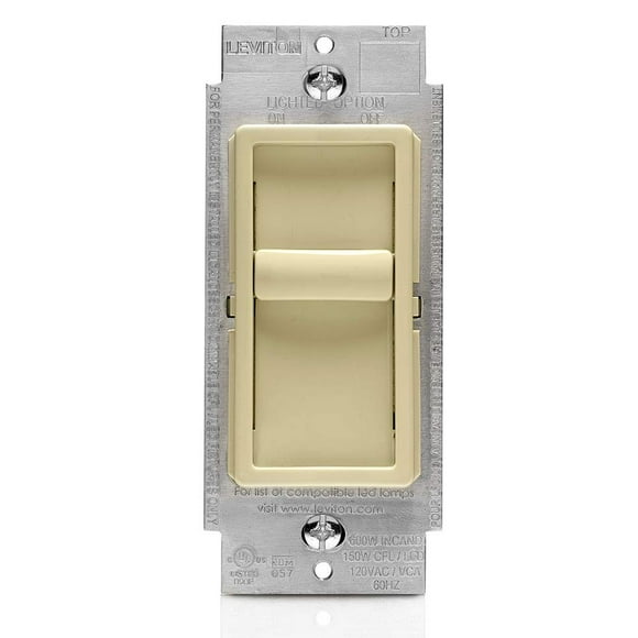 Interruptor regulador Leviton SureSlide 6672-1LI para bombillas LED, color marfil