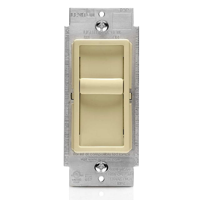 Interruptor regulador Leviton SureSlide 6672-1LI para bombillas LED, color marfil