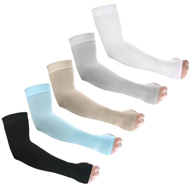 5 pares de mangas de brazo de protección solar UV - Cubierta de tatuaje - Manga de enfriamiento de compresión deportiva UPF 50 para hombres y mujeres