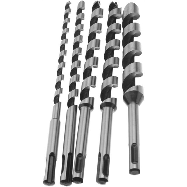 Juego de 5 brocas helicoidales con vástago SDS Plus de 230 mm de longitud y tamaños de 6/10/14/18/20 mm para carpintería