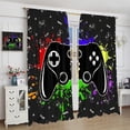 thumbnail image 4 of Gaming Curtains for Boys Teens, Black Video Games Video Game Window Drapes Game Controller Home Decor Window Treatments for Kids Bedroom Living Room, （W26xL84 Inch） x2 Panels, 4 of 6