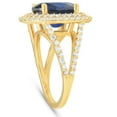 thumbnail image 3 of Pompeii 6 1/5 Ct Huge Diamond Oval Blue Sapphire Diamond Double Halo Ring Yellow Gold, 3 of 6