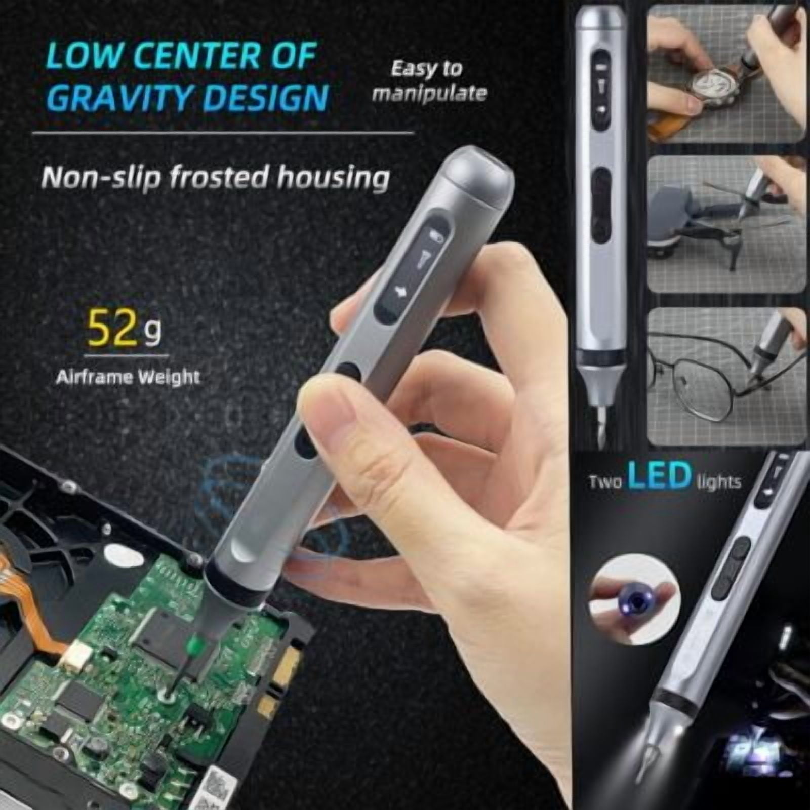 50-in-1 Mini wireless Electric Screwdriver Set 48 Magnetic Bits, LED, Pry Bar & Tweezers Max 3.5 N.m Torque Multi-Function Repair Kit for Smartphones, Laptops, Cameras to Glasses, Toy & More