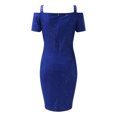 thumbnail image 5 of Sngxgn Women's Elegant Long Lantern Sleeve Sweater Dress Elastic Waist Bodycon Mini Dresses(Blue,L), 5 of 5