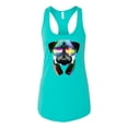 thumbnail image 2 of Wild Bobby, Colorful Pug DJ, Pop Culture, Women Racerback Tank Top, Tahiti Blue, Large, 2 of 4
