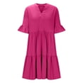 thumbnail image 4 of Vestido de Verano de Manga Corta para las Mujeres una Línea de Playa Casual, Bolsillos de Primavera Suelto Vestido de Poliéster, 4 of 7
