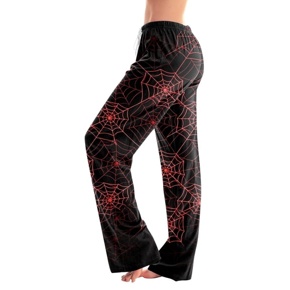 Fabrcox Halloween Womens Pajamas Pants Funny Ghost Pumpkin Candy Women Sleep Pants Fall Winter Festival Comfy Womens Lounge Pant Red XXXL