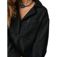 thumbnail image 2 of Spring Fall Women Long Sleeved Loose Denim Blouse Oversize V-neck Jeans Jacket with Pocket, 2 of 5